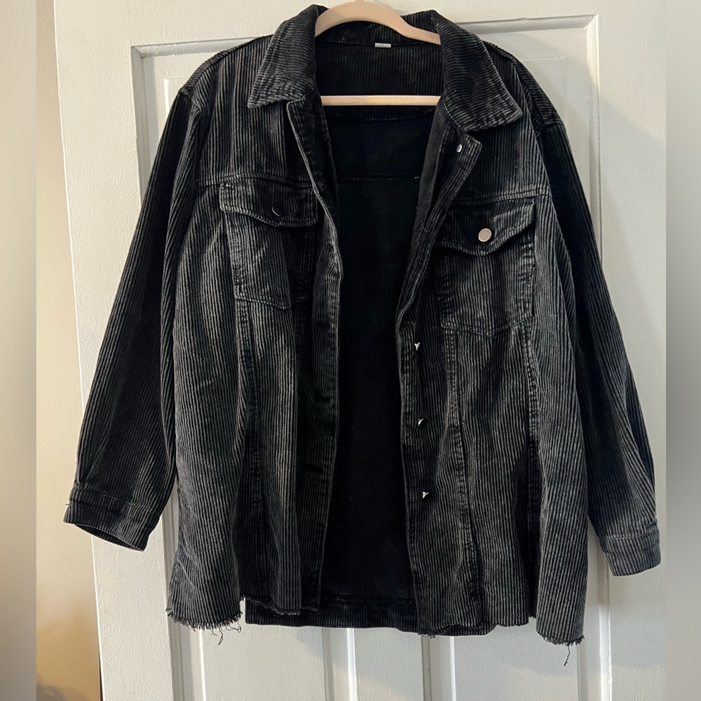 Distressed Black Corduroy Jacket